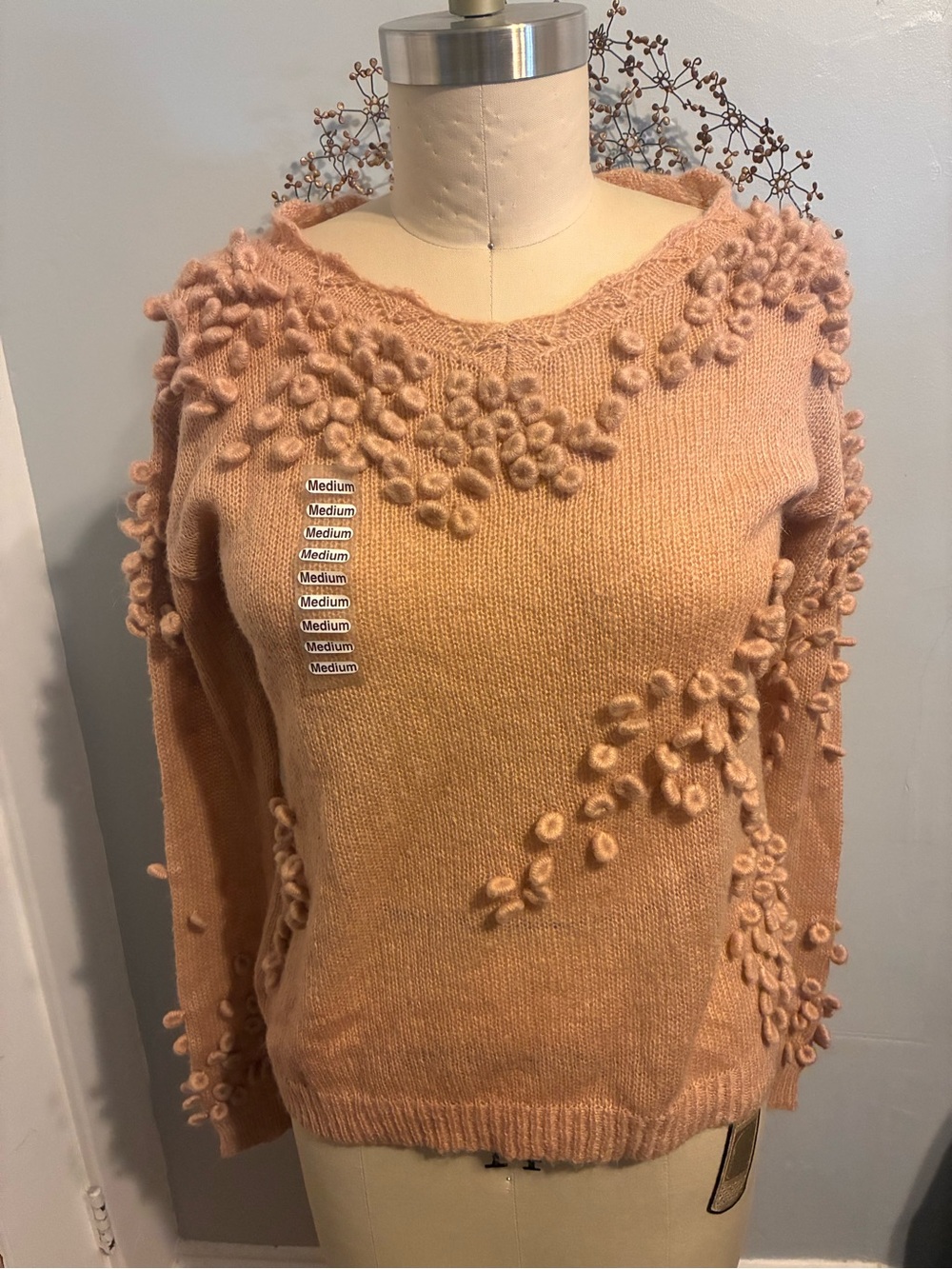 Sundance Soft Pink Loop-Embellished Women's Sweater